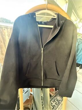 DKNY Jeans Black Zip-Up Hoodie with Front Pockets